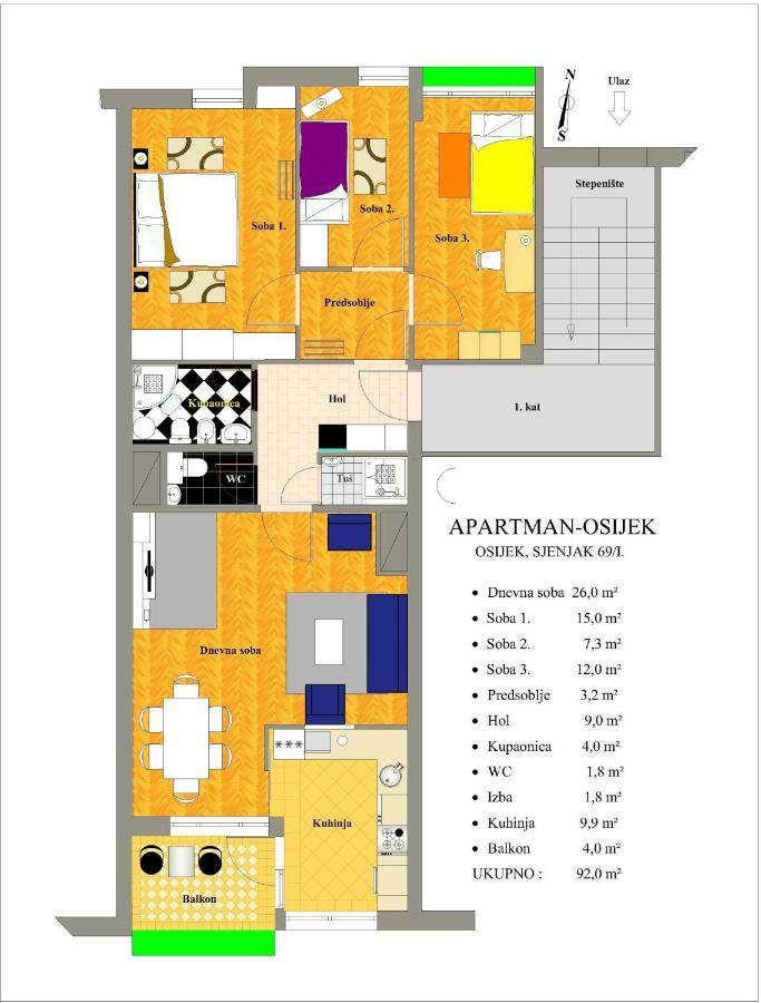 Apartman Осиек Экстерьер фото